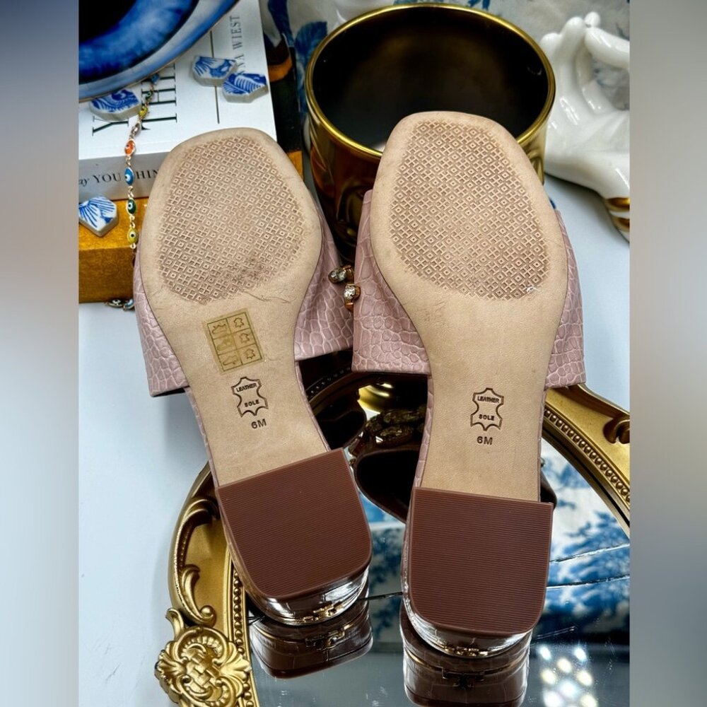 🆕 TORY BURCH 🧿 NWOT Martine 25mm Slides, Pink Croc Embossed Crystal Embellish - Picture 8 of 15